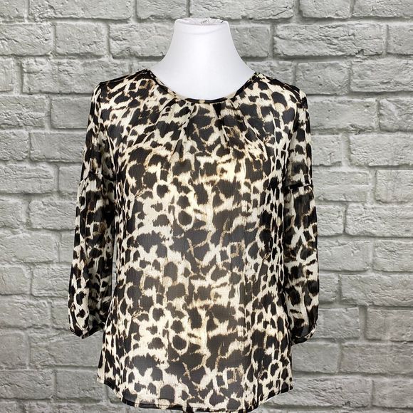 Talbots Leopard Print Sheer Blouse - Picture 1 of 5